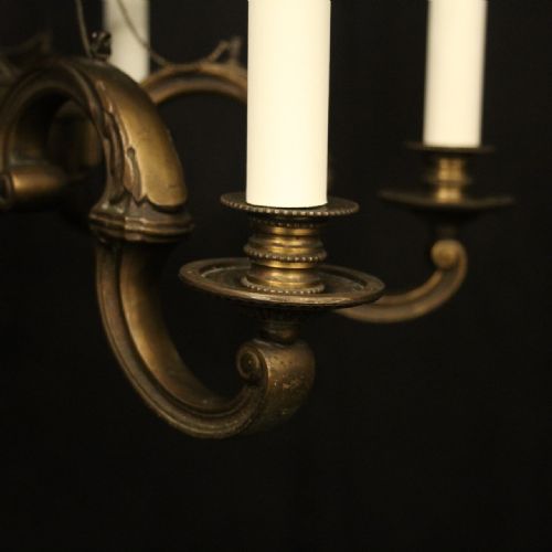 FRENCH BRONZE 9 LIGHT DOUBLE TIERED ANTIQUE CHANDELIER - ADDITIONAL PHOTO 5