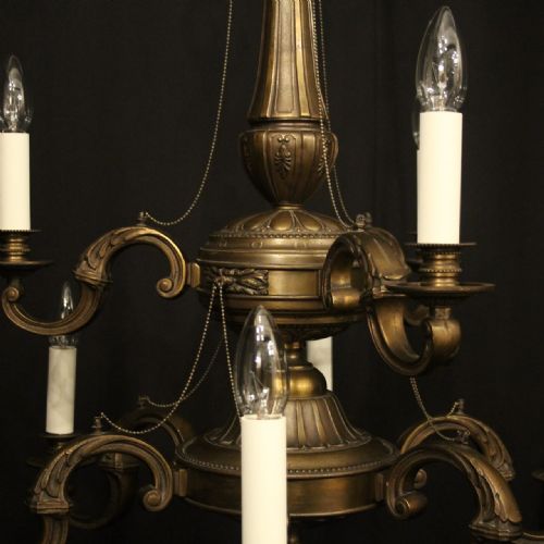 FRENCH BRONZE 9 LIGHT DOUBLE TIERED ANTIQUE CHANDELIER - ADDITIONAL PHOTO 8