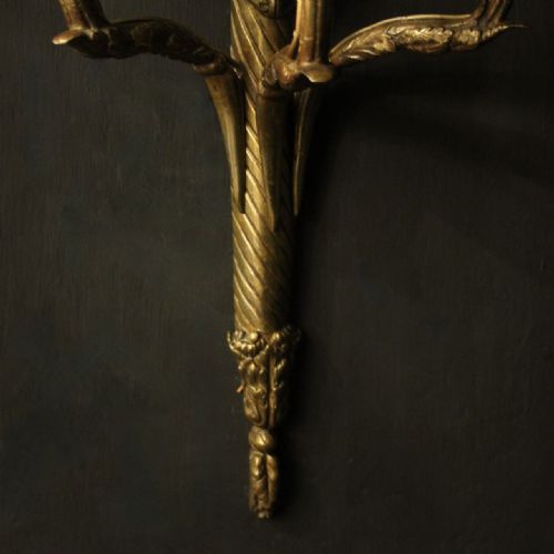 FRENCH LATE 19TH CENTURY PAIR OF BRONZE ANTIQUE WALL SCONCES - ADDITIONAL PHOTO 6