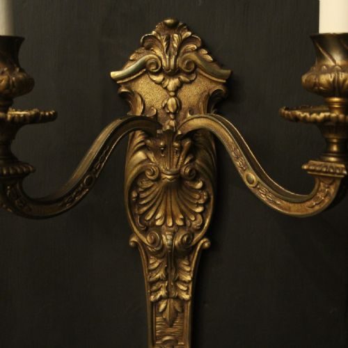 FRENCH LATE 19TH C PAIR OF BRONZE ANTIQUE WALL SCONCES - ADDITIONAL PHOTO 2
