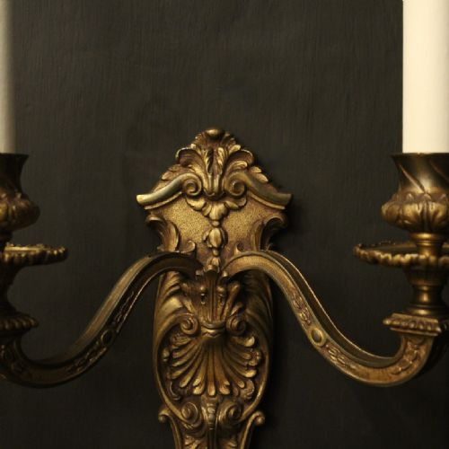 FRENCH LATE 19TH C PAIR OF BRONZE ANTIQUE WALL SCONCES - ADDITIONAL PHOTO 4