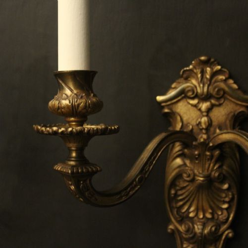 FRENCH LATE 19TH C PAIR OF BRONZE ANTIQUE WALL SCONCES - ADDITIONAL PHOTO 5