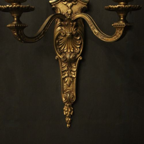 FRENCH LATE 19TH C PAIR OF BRONZE ANTIQUE WALL SCONCES - ADDITIONAL PHOTO 6