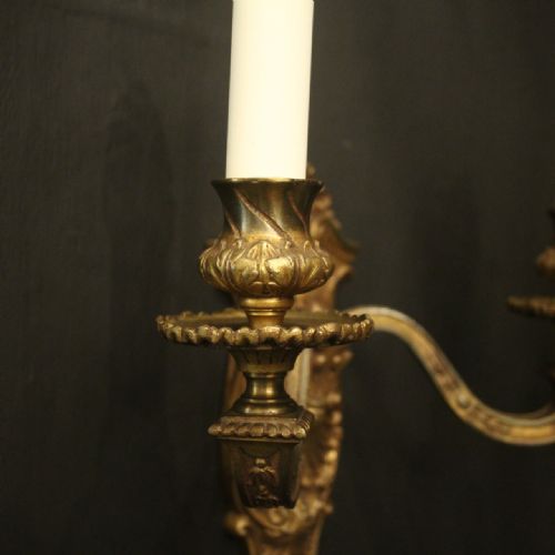 FRENCH LATE 19TH C PAIR OF BRONZE ANTIQUE WALL SCONCES - ADDITIONAL PHOTO 8