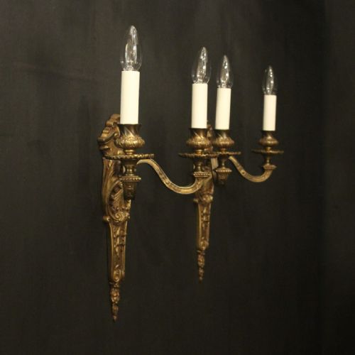 FRENCH LATE 19TH C PAIR OF BRONZE ANTIQUE WALL SCONCES - ADDITIONAL PHOTO 9