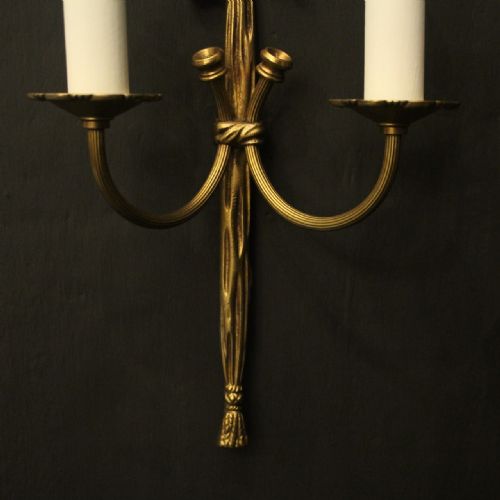 FRENCH PAIR OF GILDED BRASS RIBBON WALL LIGHTS - ADDITIONAL PHOTO 5