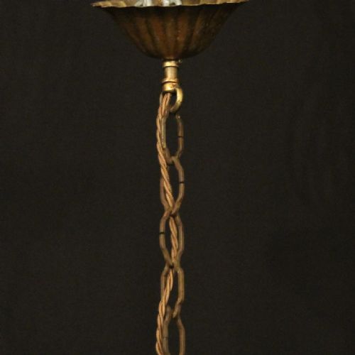 FRENCH GILDED CRYSTAL 4 LIGHT LEAF CHANDELIER - ADDITIONAL PHOTO 9