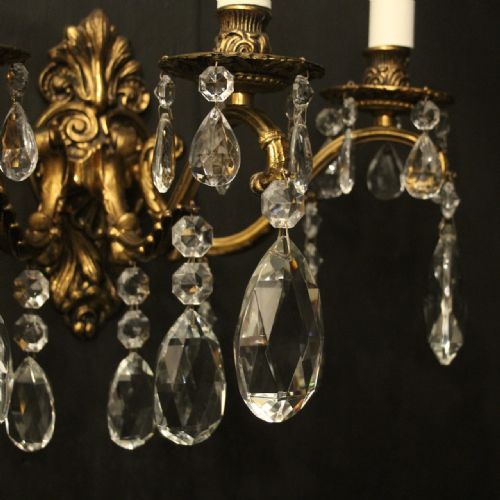 FRENCH PAIR GILDED BRONZE TRIPLE ARM ANTIQUE WALL LIGHTS - ADDITIONAL PHOTO 2