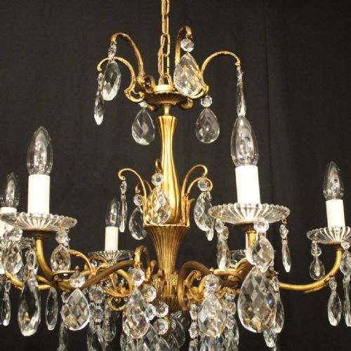 FRENCH GILDED CRYSTAL 6 LIGHT ANTIQUE CHANDELIER - ADDITIONAL PHOTO 1