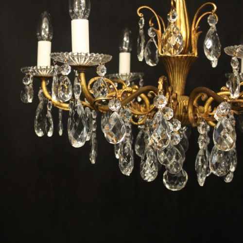 FRENCH GILDED CRYSTAL 6 LIGHT ANTIQUE CHANDELIER - ADDITIONAL PHOTO 2