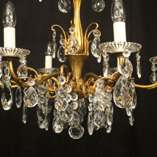 FRENCH GILDED CRYSTAL 6 LIGHT ANTIQUE CHANDELIER - ADDITIONAL PHOTO 4