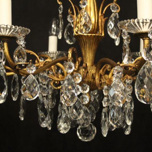 FRENCH GILDED CRYSTAL 6 LIGHT ANTIQUE CHANDELIER - ADDITIONAL PHOTO 5