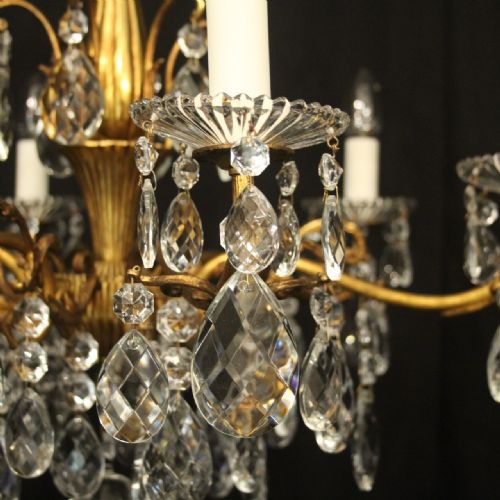 FRENCH GILDED CRYSTAL 6 LIGHT ANTIQUE CHANDELIER - ADDITIONAL PHOTO 6