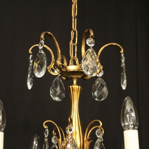 FRENCH GILDED CRYSTAL 6 LIGHT ANTIQUE CHANDELIER - ADDITIONAL PHOTO 7