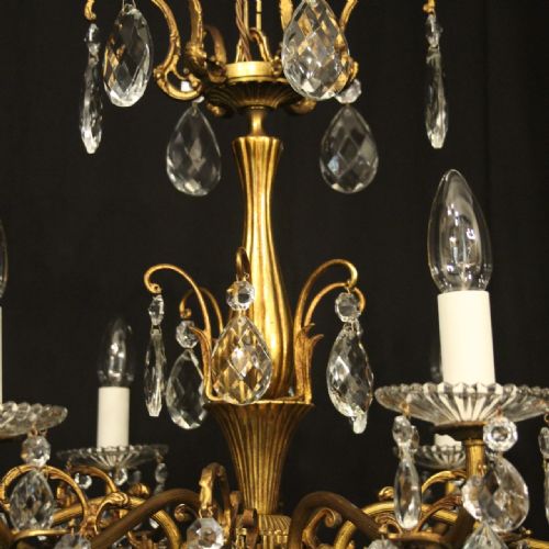 FRENCH GILDED CRYSTAL 6 LIGHT ANTIQUE CHANDELIER - ADDITIONAL PHOTO 8