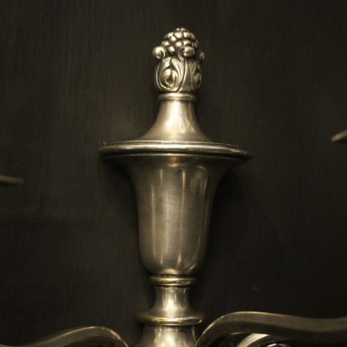 ENGLISH PAIR OF SILVERED TRIPLE ARM ANTIQUE WALL LIGHTS - ADDITIONAL PHOTO 2