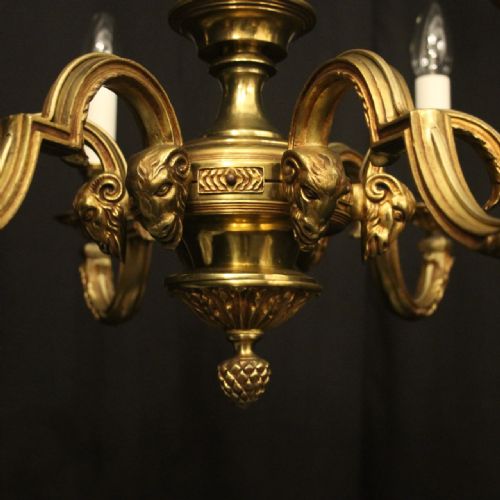 FRENCH GILDED BRONZE 6 LIGHT ANTIQUE CHANDELIER - ADDITIONAL PHOTO 3