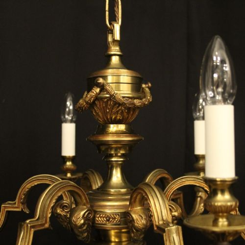 FRENCH GILDED BRONZE 6 LIGHT ANTIQUE CHANDELIER - ADDITIONAL PHOTO 8