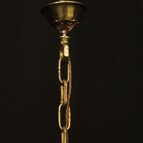 FRENCH GILDED BRONZE 6 LIGHT ANTIQUE CHANDELIER - ADDITIONAL PHOTO 9