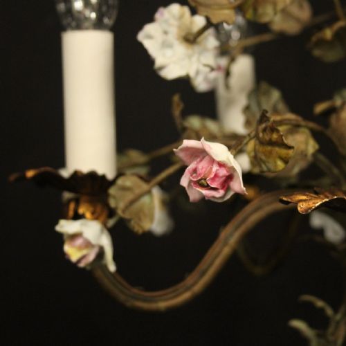FRENCH FLORAL TOLEWARE FIVE LIGHT CHANDELIER - ADDITIONAL PHOTO 5