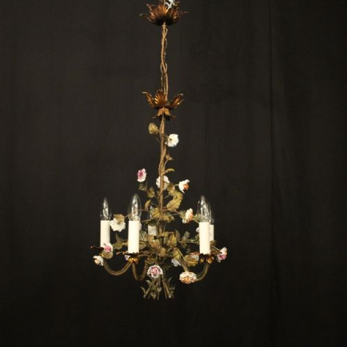 FRENCH FLORAL TOLEWARE FIVE LIGHT CHANDELIER - ADDITIONAL PHOTO 8