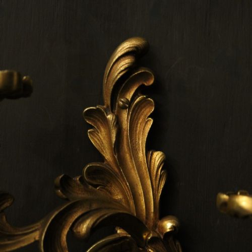 FRENCH PAIR OF GILDED BRONZE ANTIQUE WALL LIGHTS - ADDITIONAL PHOTO 8