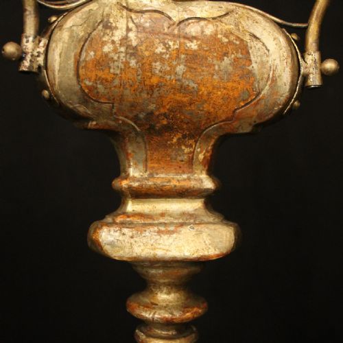 FLORENTINE TRIPLE LIGHT GILTWOOD ANTIQUE CHANDELIER - ADDITIONAL PHOTO 3