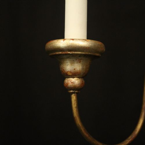FLORENTINE TRIPLE LIGHT GILTWOOD ANTIQUE CHANDELIER - ADDITIONAL PHOTO 5
