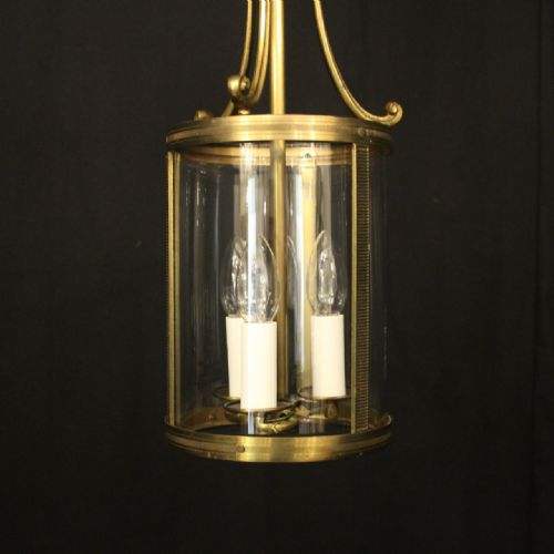 FRENCH GILDED CONVEX HALL ANTIQUE LANTERN - ADDITIONAL PHOTO 1
