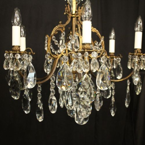 FRENCH GILDED CRYSTAL 6 LIGHT ANTIQUE CHANDELIER - ADDITIONAL PHOTO 1