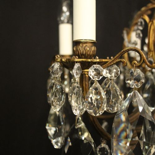 FRENCH GILDED CRYSTAL 6 LIGHT ANTIQUE CHANDELIER - ADDITIONAL PHOTO 2