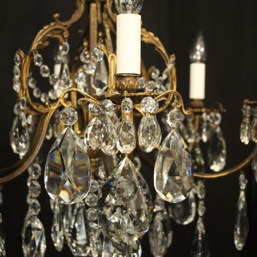 FRENCH GILDED CRYSTAL 6 LIGHT ANTIQUE CHANDELIER - ADDITIONAL PHOTO 3