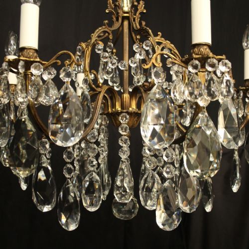 FRENCH GILDED CRYSTAL 6 LIGHT ANTIQUE CHANDELIER - ADDITIONAL PHOTO 6