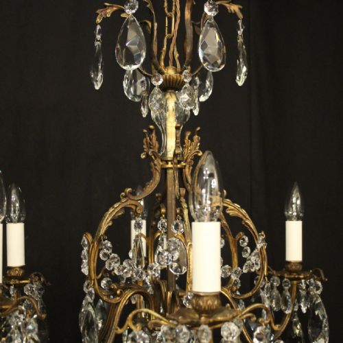 FRENCH GILDED CRYSTAL 6 LIGHT ANTIQUE CHANDELIER - ADDITIONAL PHOTO 8