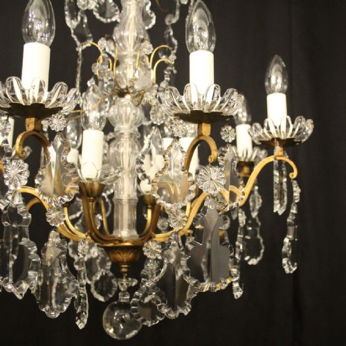 FRENCH GILDED BRASS 12 LIGHT ANTIQUE CHANDELIER - ADDITIONAL PHOTO 1