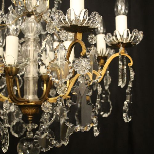FRENCH GILDED BRASS 12 LIGHT ANTIQUE CHANDELIER - ADDITIONAL PHOTO 2