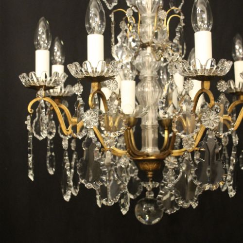 FRENCH GILDED BRASS 12 LIGHT ANTIQUE CHANDELIER - ADDITIONAL PHOTO 4