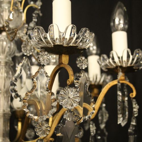 FRENCH GILDED BRASS 12 LIGHT ANTIQUE CHANDELIER - ADDITIONAL PHOTO 5