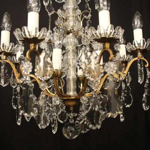 FRENCH GILDED BRASS 12 LIGHT ANTIQUE CHANDELIER - ADDITIONAL PHOTO 6