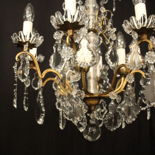 FRENCH GILDED BRASS 12 LIGHT ANTIQUE CHANDELIER - ADDITIONAL PHOTO 7