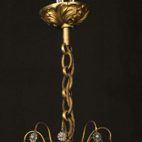 FRENCH GILDED BRASS 12 LIGHT ANTIQUE CHANDELIER - ADDITIONAL PHOTO 9