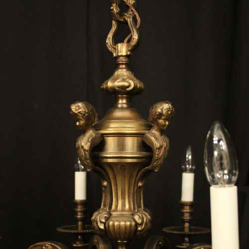 FRENCH PAIR BRONZE 8 LIGHT ANTIQUE CHANDELIERS - ADDITIONAL PHOTO 8