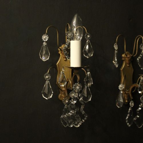 FRENCH GILDED TWIN ARM ANTIQUE WALL LIGHTS - ADDITIONAL PHOTO 1
