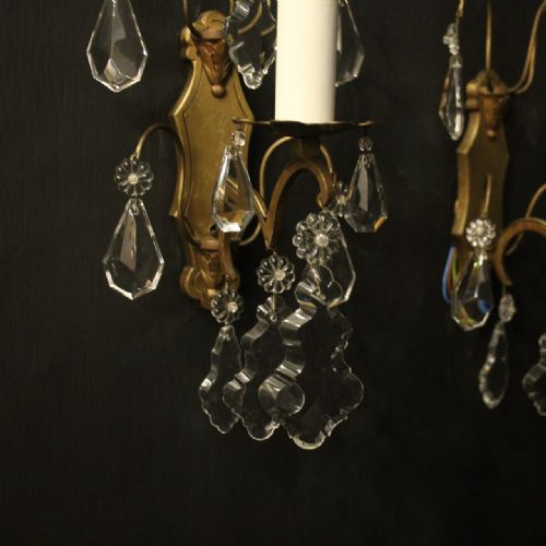 FRENCH GILDED TWIN ARM ANTIQUE WALL LIGHTS - ADDITIONAL PHOTO 2