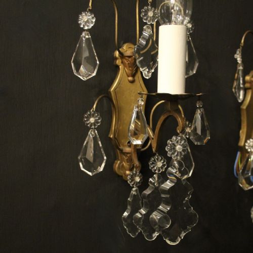 FRENCH GILDED TWIN ARM ANTIQUE WALL LIGHTS - ADDITIONAL PHOTO 4