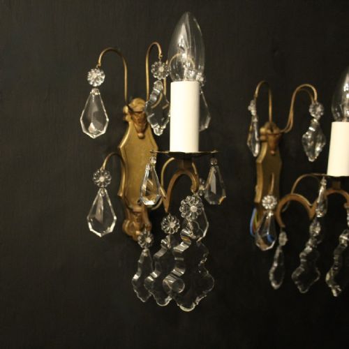 FRENCH GILDED TWIN ARM ANTIQUE WALL LIGHTS - ADDITIONAL PHOTO 5