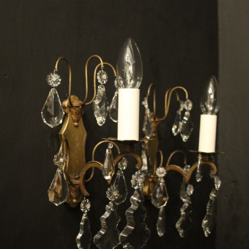 FRENCH GILDED TWIN ARM ANTIQUE WALL LIGHTS - ADDITIONAL PHOTO 8