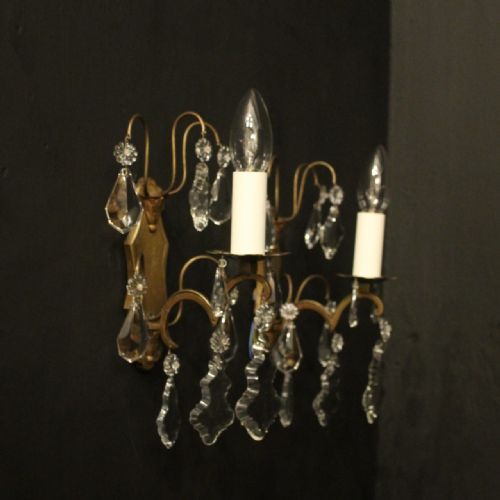 FRENCH GILDED TWIN ARM ANTIQUE WALL LIGHTS - ADDITIONAL PHOTO 9