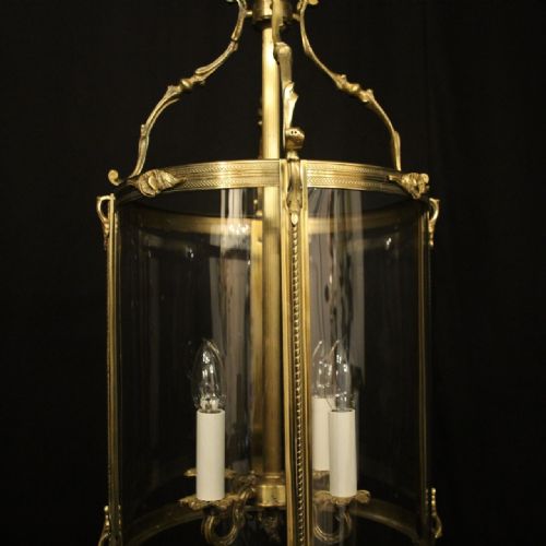 FRENCH LARGE GILDED BRONZE CONVEX HALL LANTERN - ADDITIONAL PHOTO 1