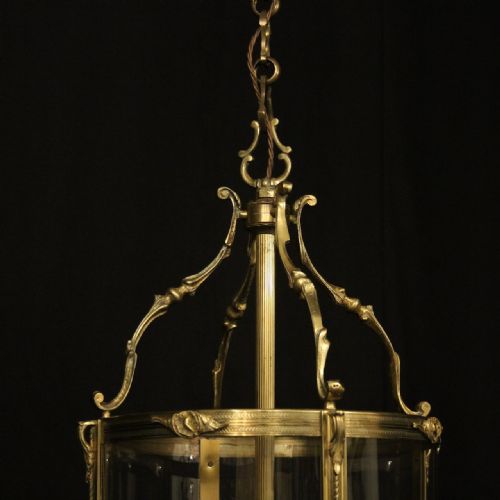 FRENCH LARGE GILDED BRONZE CONVEX HALL LANTERN - ADDITIONAL PHOTO 2